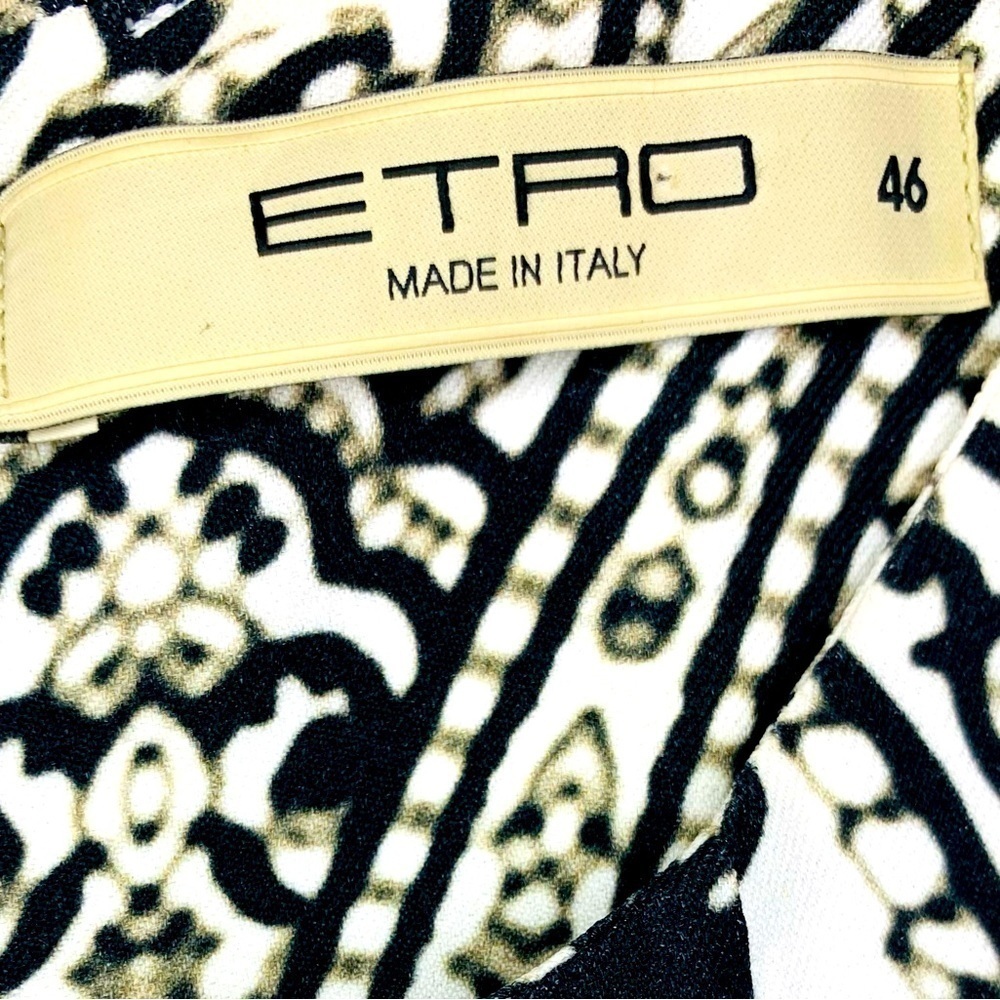 Etro Milano Paisley Black and White Sleeveless Jersey Midi Dress SZ IT 4… - Picture 4 of 10